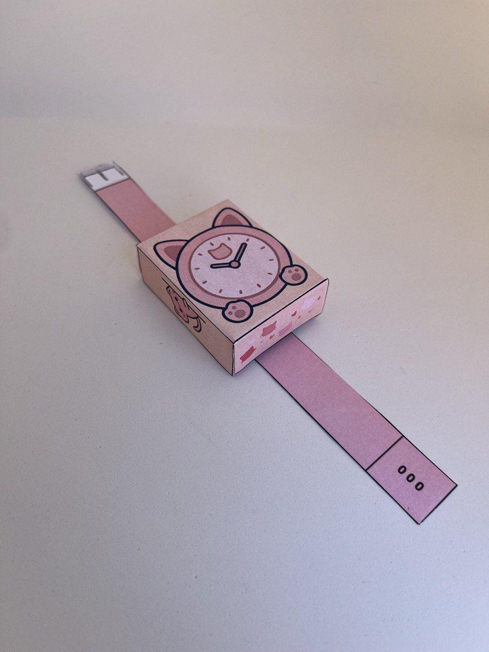 Rozijnen horloge traktatie template - Roze katjes