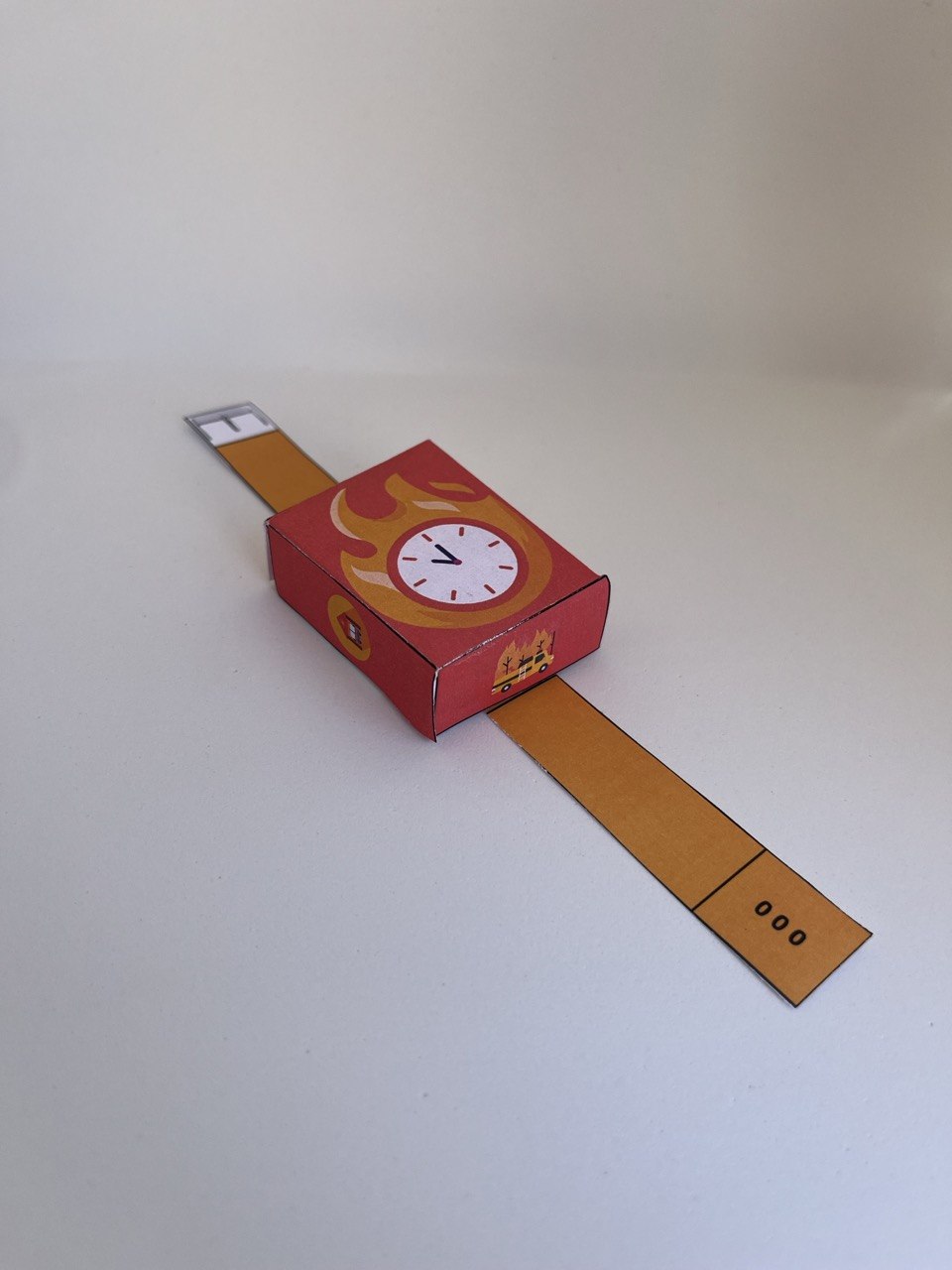 Rozijnen horloge traktatie template - Brandweer