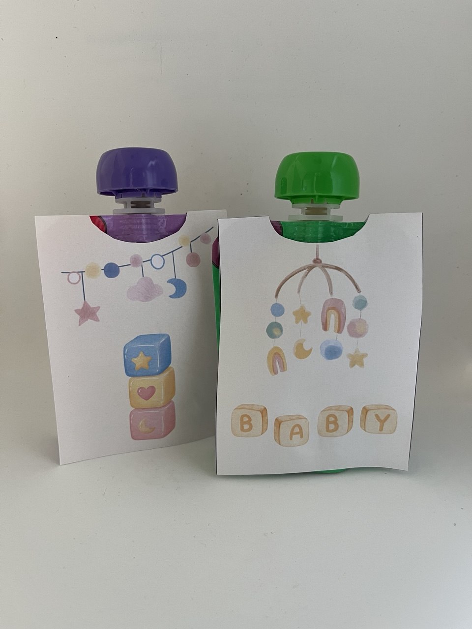 Knijpfruit traktatie template - Knijpfruitje wikkel (klein) - Baby groen