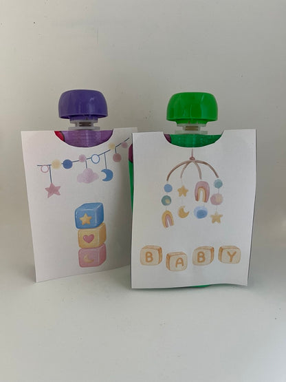 Knijpfruit traktatie template - Knijpfruitje wikkel (klein) - Baby beige