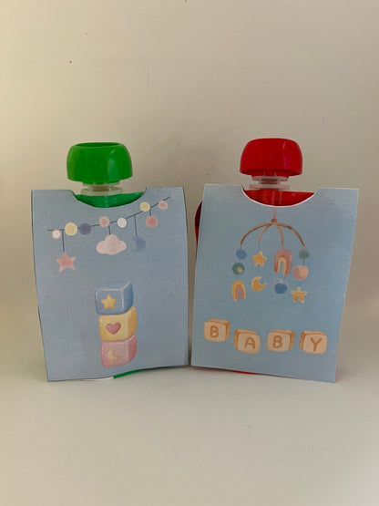 Knijpfruit traktatie template - Knijpfruitje wikkel (klein) - Baby blauw