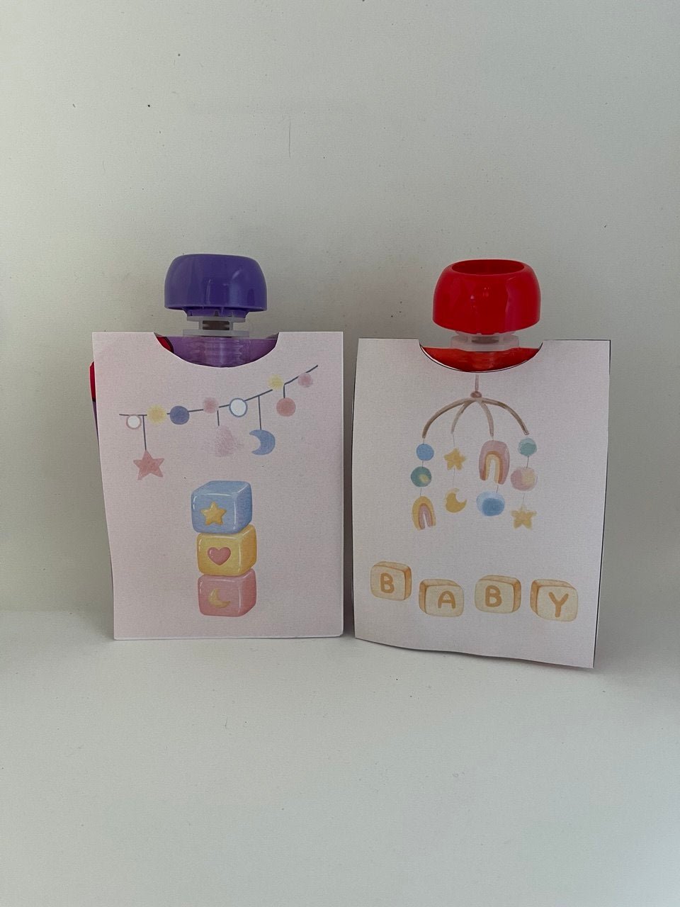 Knijpfruit traktatie template - Knijpfruitje wikkel (klein) - Baby roze