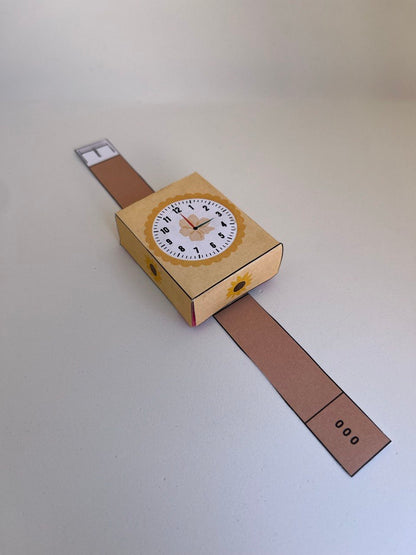 Rozijnen horloge traktatie template - Gele bloem