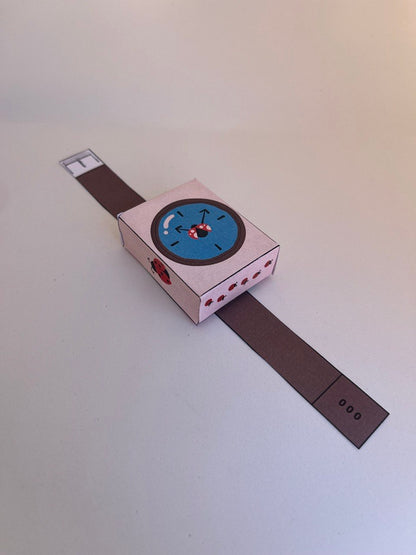 Rozijnen horloge traktatie template - Lieveheersbeestjes