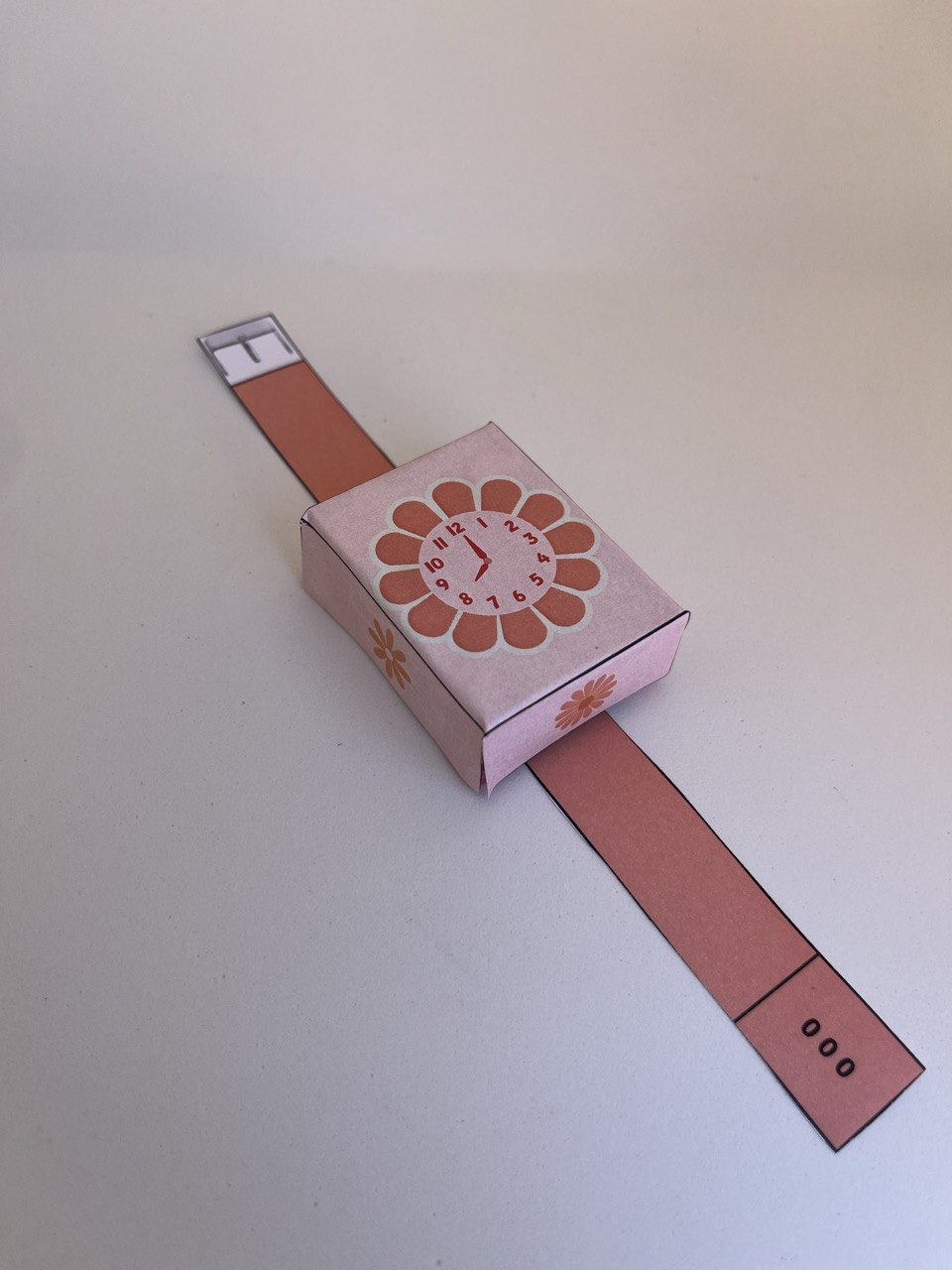 Rozijnen horloge traktatie template - Oranje bloem