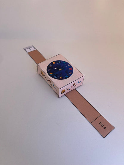 Rozijnen horloge traktatie template - Zonnestelsel