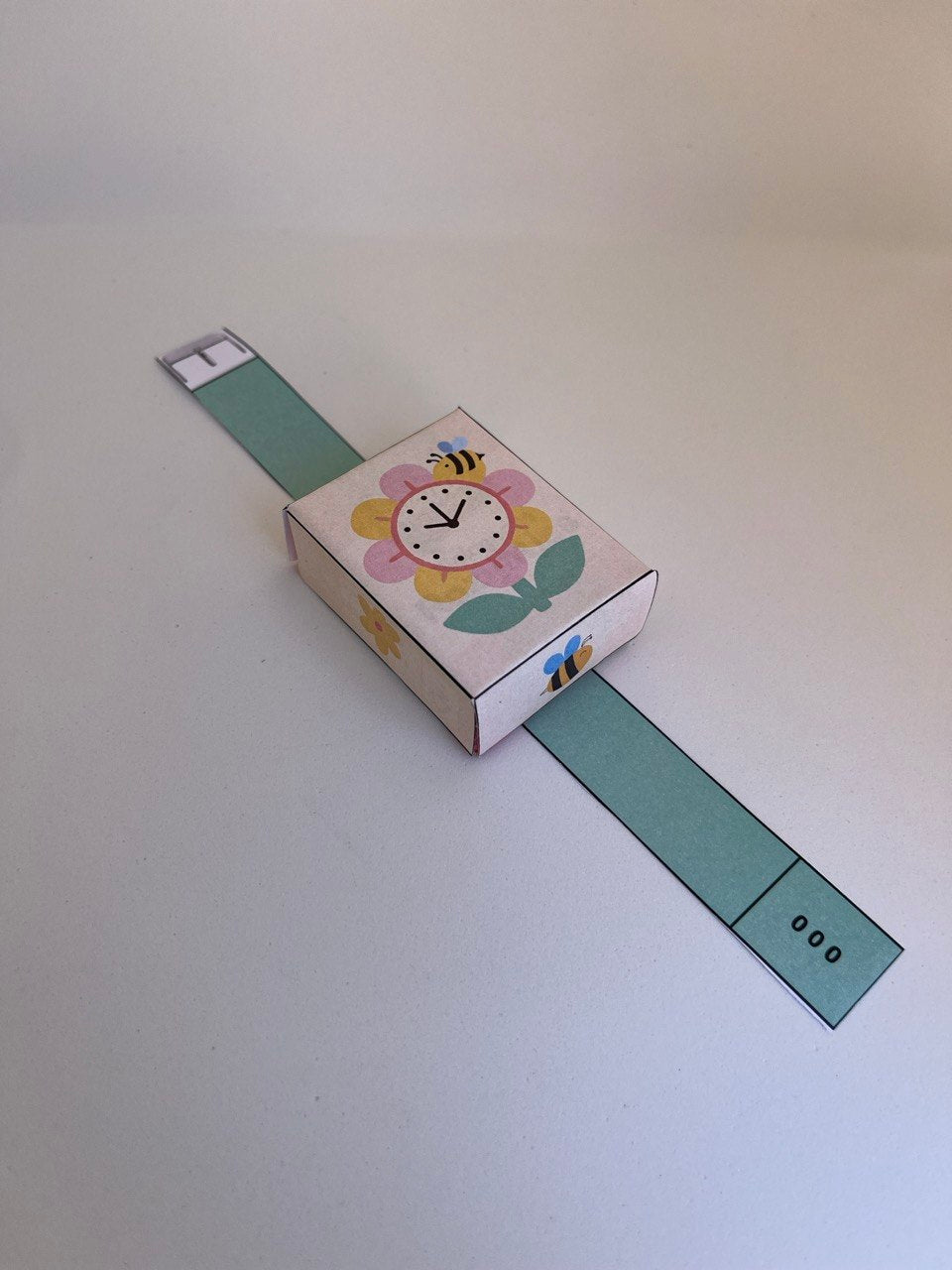 Rozijnen horloge traktatie template - Lente bloem