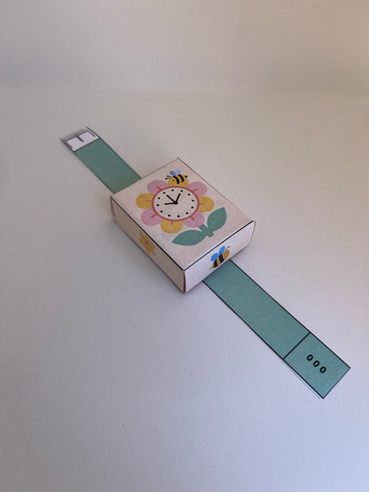 Rozijnen horloge traktatie template - Lente bloem