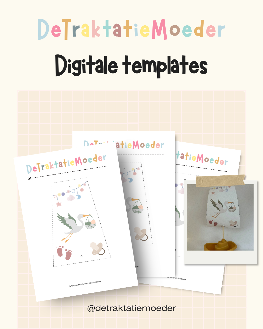 Badbootje traktatie template - Hoera een baby broertje of zusje