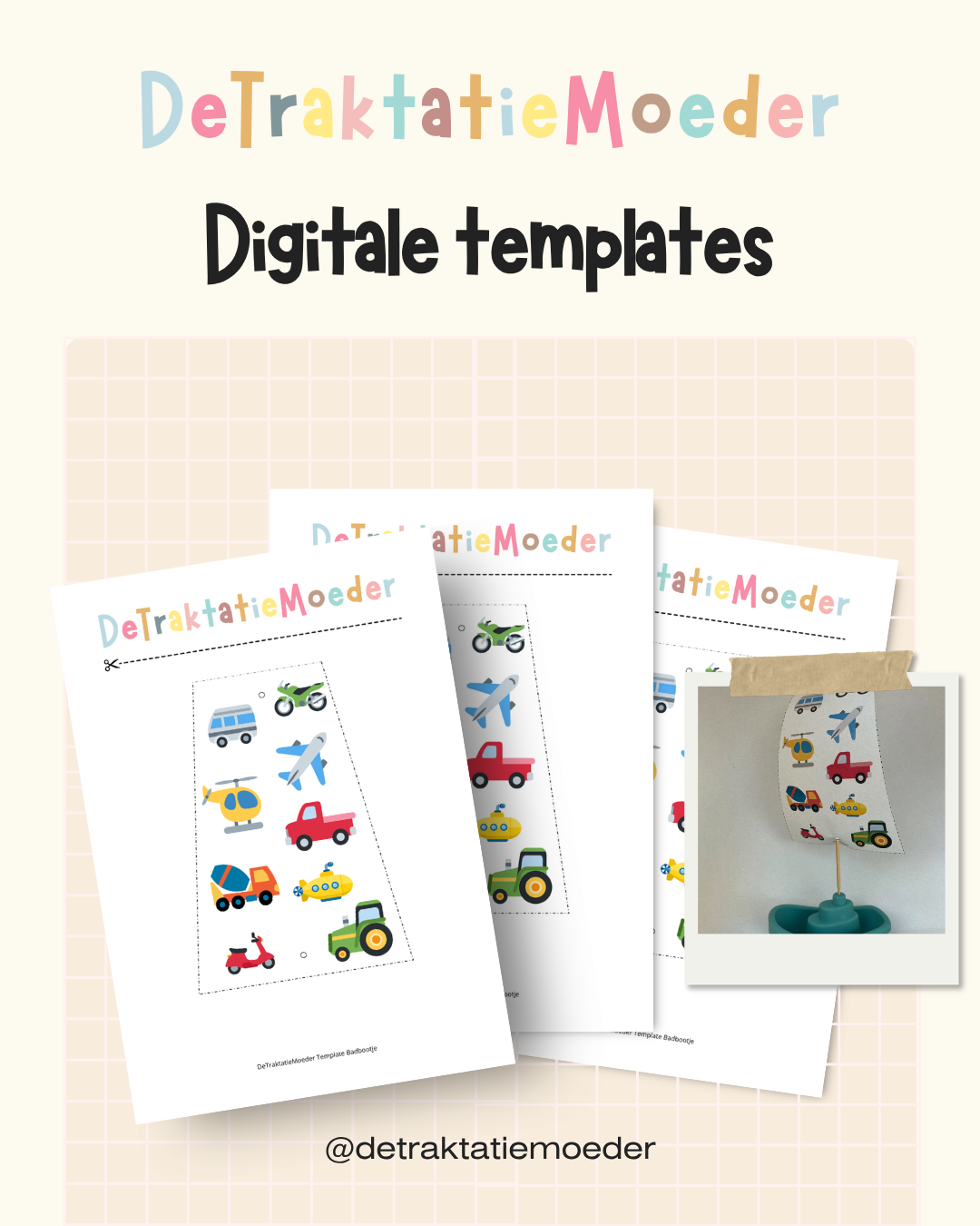 Badbootje traktatie template - Voertuigen