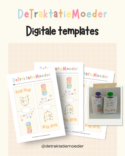 Knijpfruit traktatie template - Knijpfruitje wikkel (klein) - Baby beige