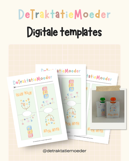 Knijpfruit traktatie template - Knijpfruitje wikkel (klein) - Baby groen