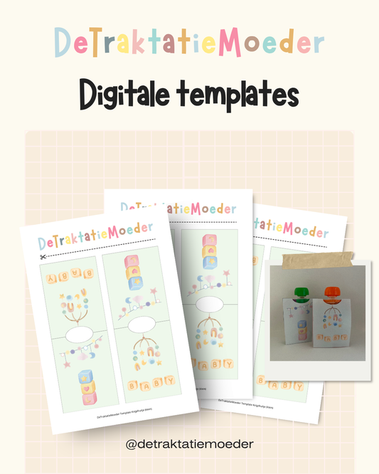Knijpfruit traktatie template - Knijpfruitje wikkel (klein) - Baby groen