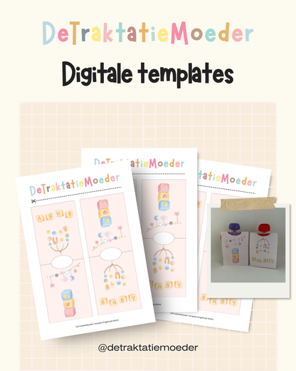 Knijpfruit traktatie template - Knijpfruitje wikkel (klein) - Baby roze