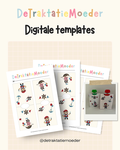 Knijpfruit traktatie template  - Knijpfruitje wikkel (klein) - Piraten