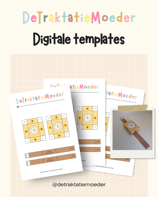 Rozijnen horloge traktatie template - Gele bloem