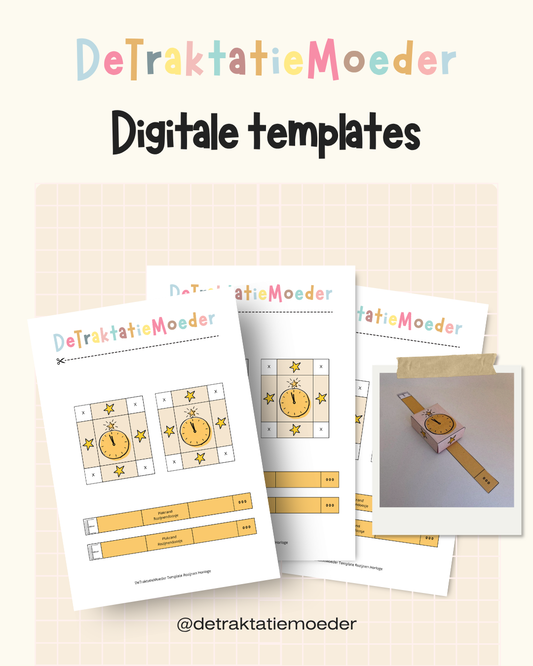 Rozijnen horloge traktatie template - Gele ster