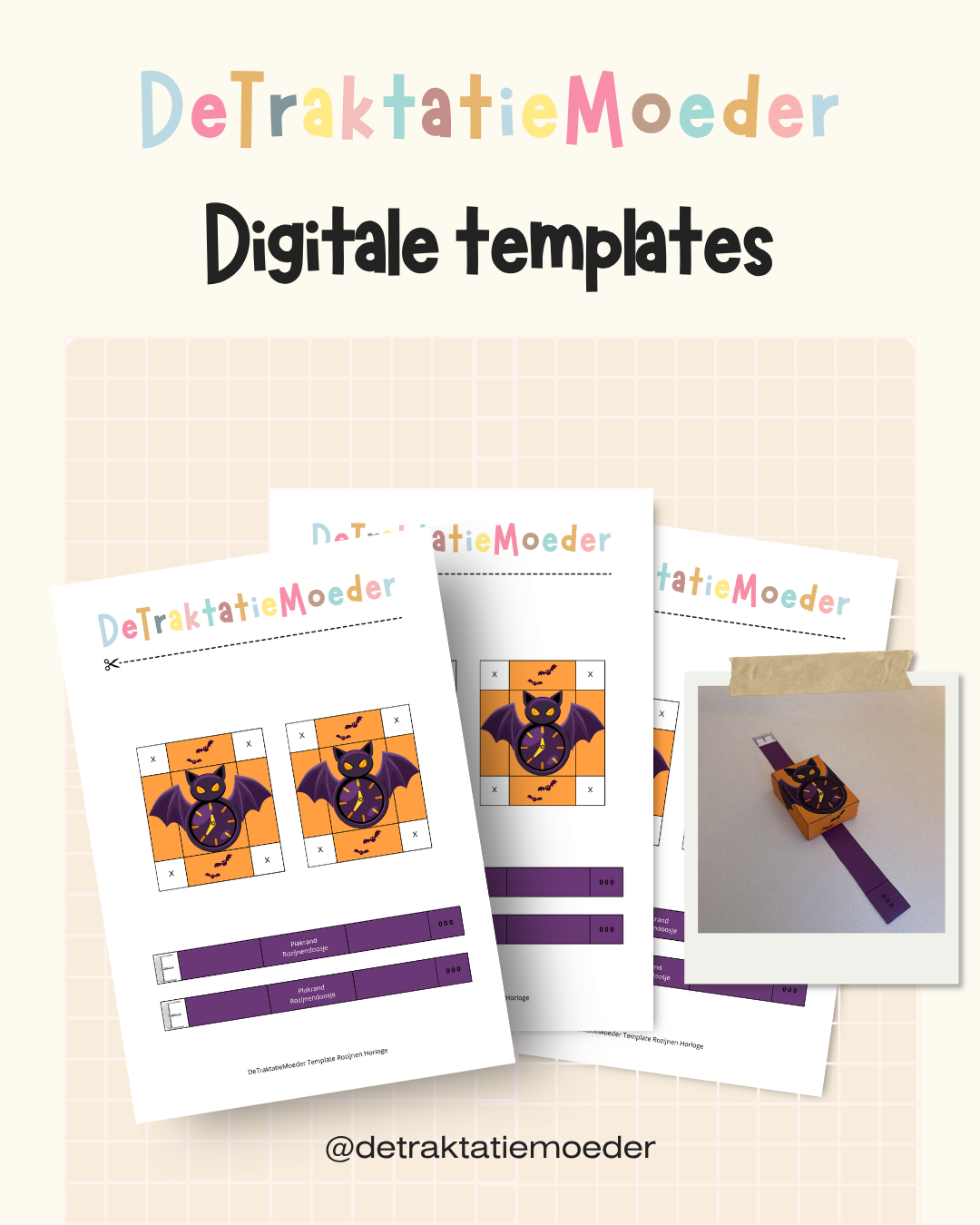 Rozijnen horloge traktatie template - Halloween