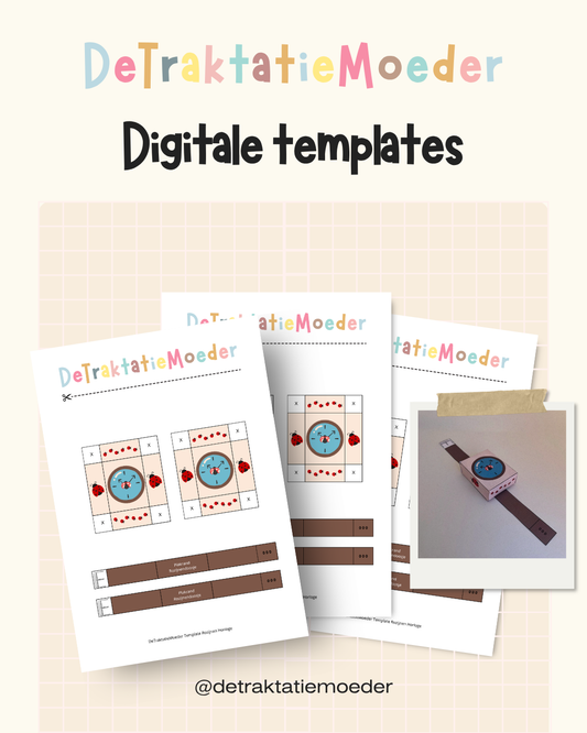 Rozijnen horloge traktatie template - Lieveheersbeestjes