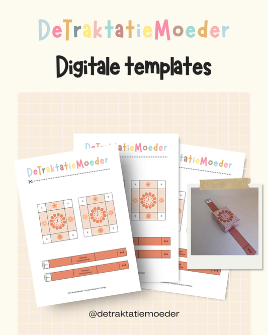 Rozijnen horloge traktatie template - Oranje bloem