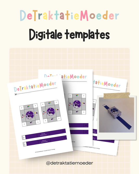 Rozijnen horloge traktatie template - Ruimtemannetje
