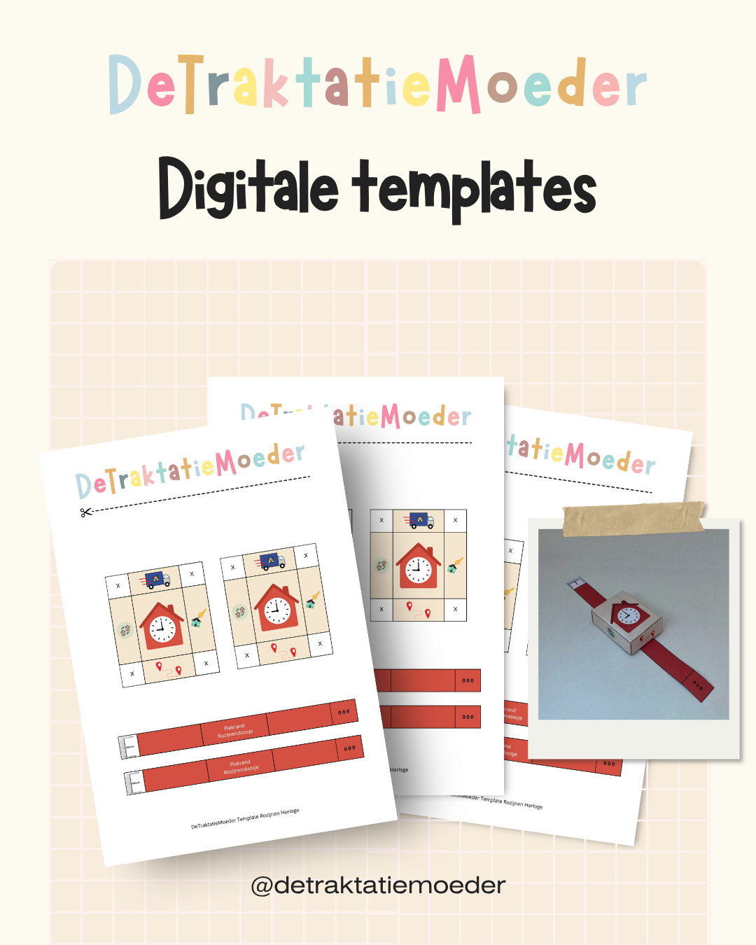 Rozijnen horloge traktatie template - Verhuizen